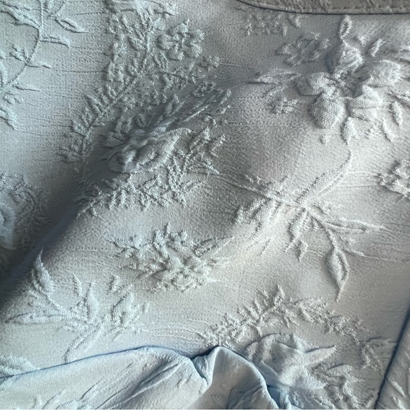 Ted Baker Sky Blue Jacquard Puff Sleeve Blouse |Minimalist Quiet Luxury - Picture 2 of 5